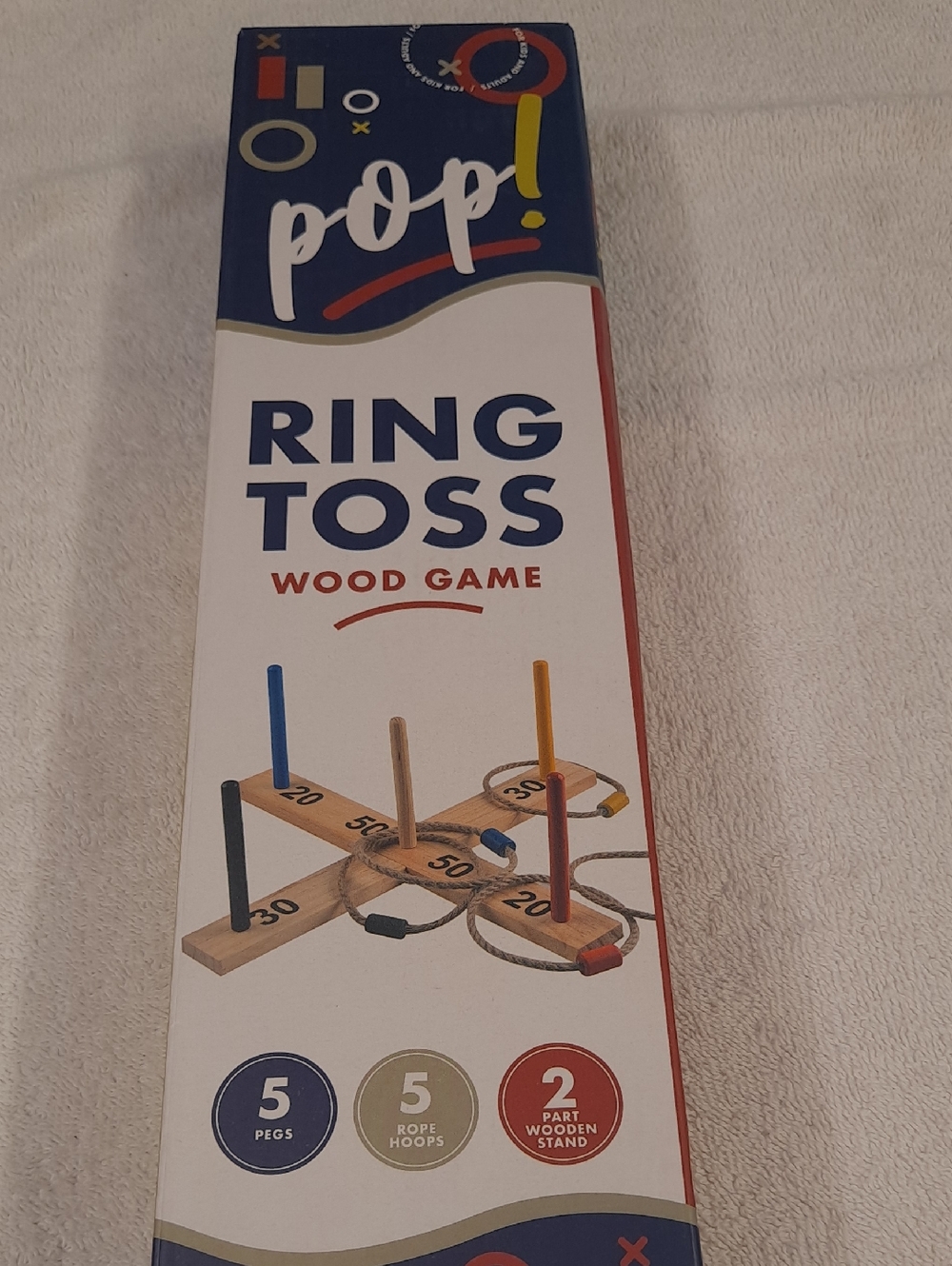 pop Ring Toss Wood Game - Blue, Yellow, Red, Black, Natural